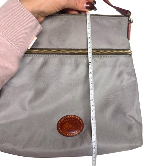 Vintage Dooney & Bourke Grey Nylon Crossbody Bag Leather Trim - Picture 10 of 17